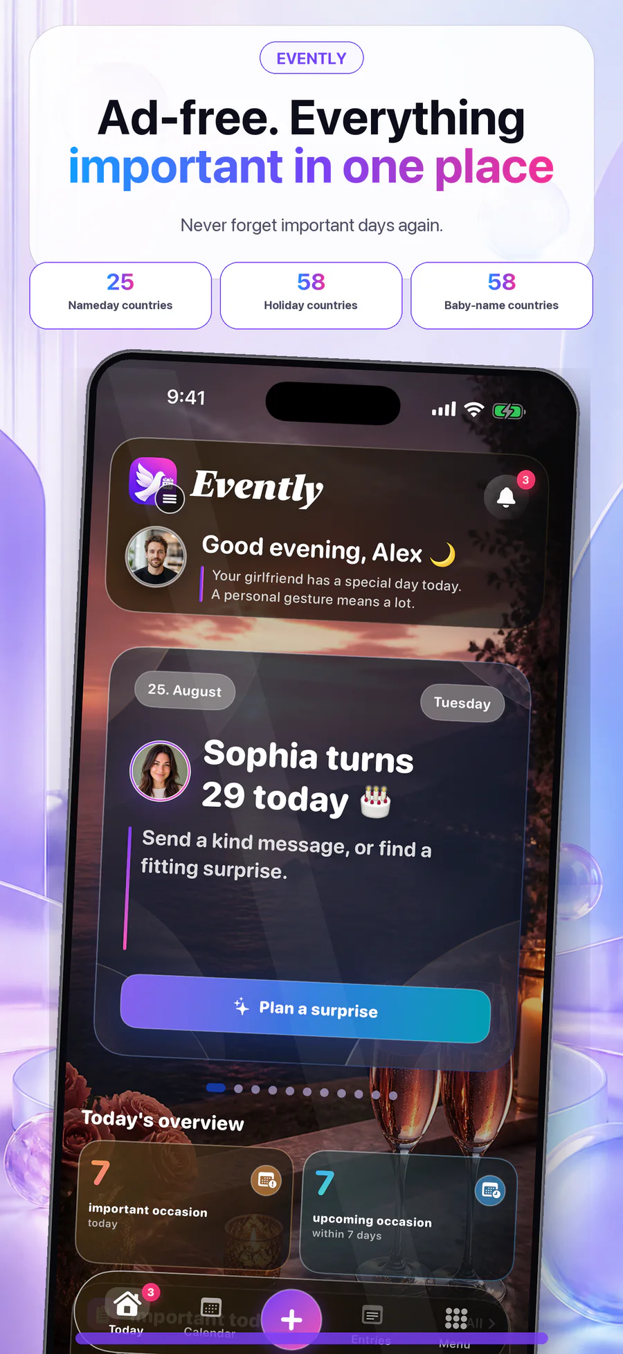 Evently app screens