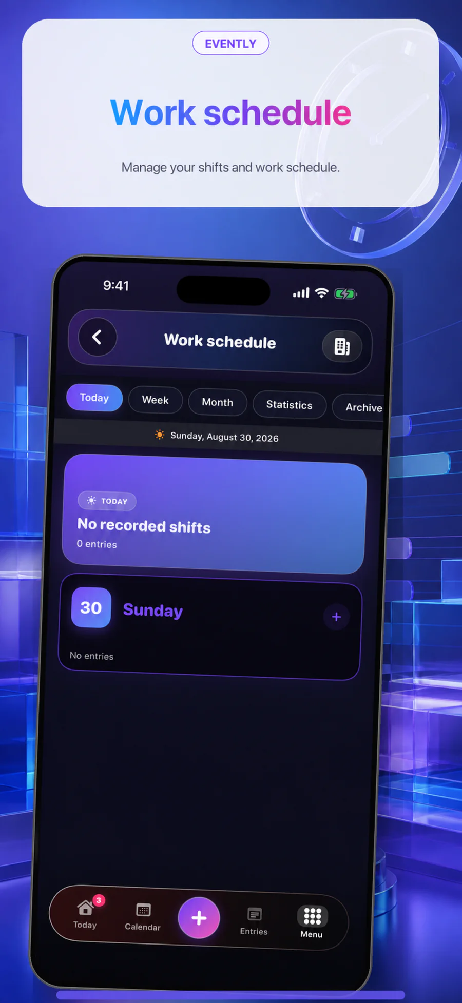 Work schedule view in Evently