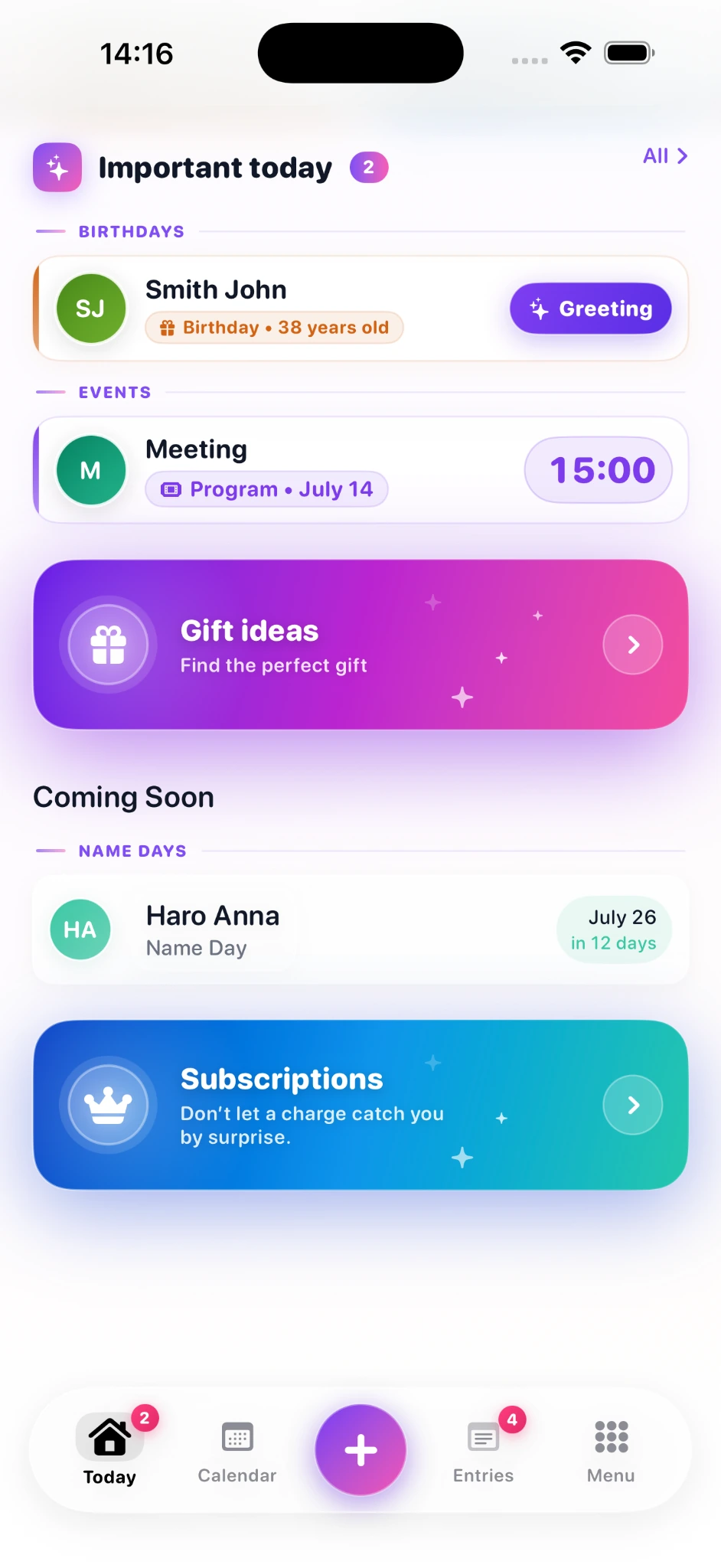 Evently app screens
